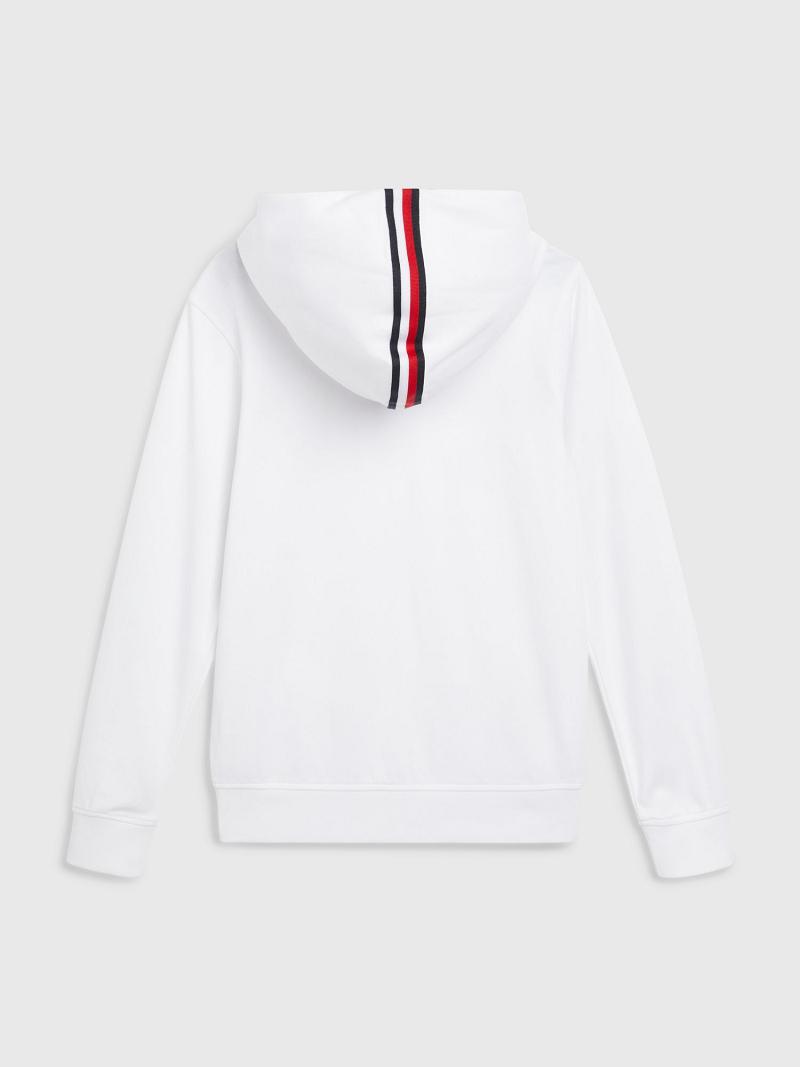 Fiú Tommy Hilfiger Logo Stripe Hoodies Fehér | HU 2114TCE